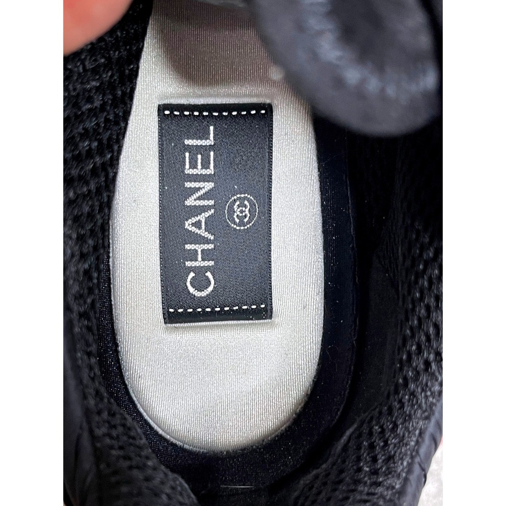 Chanel G38035 Black Nylon Suede Sneakers CC Logo Trainer Shoes EU 39 US 8.5 - Picture 9 of 15
